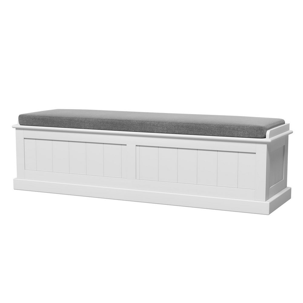 Ottomans & Footstools: Artiss Storage Ottoman Blanket Box 140cm Fluted Grey