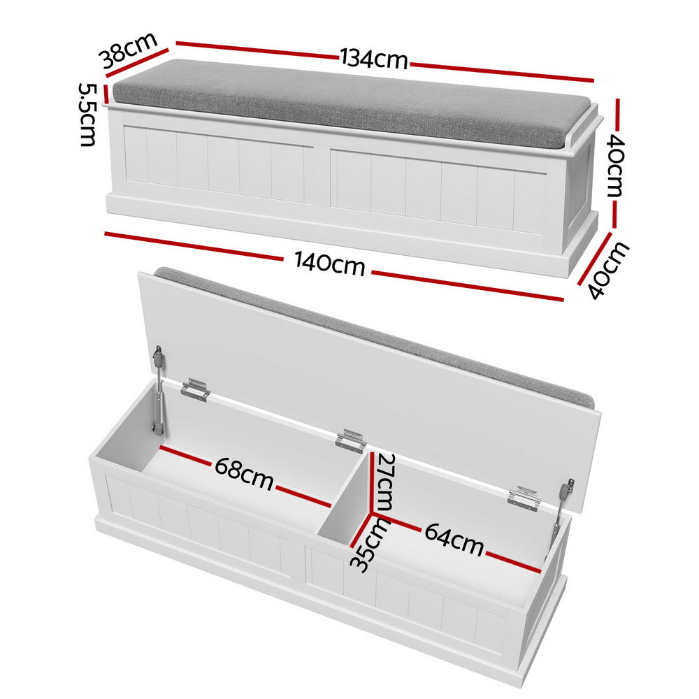 Ottomans & Footstools: Artiss Storage Ottoman Blanket Box 140cm Fluted Grey