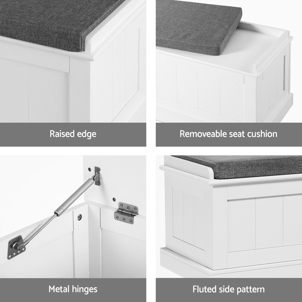 Ottomans & Footstools: Artiss Storage Ottoman Blanket Box 140cm Fluted Grey