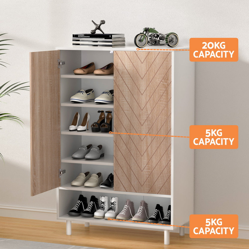 Shoe Storage: Artiss Shoe Rack Cabinet 24 Pairs 6-tier White