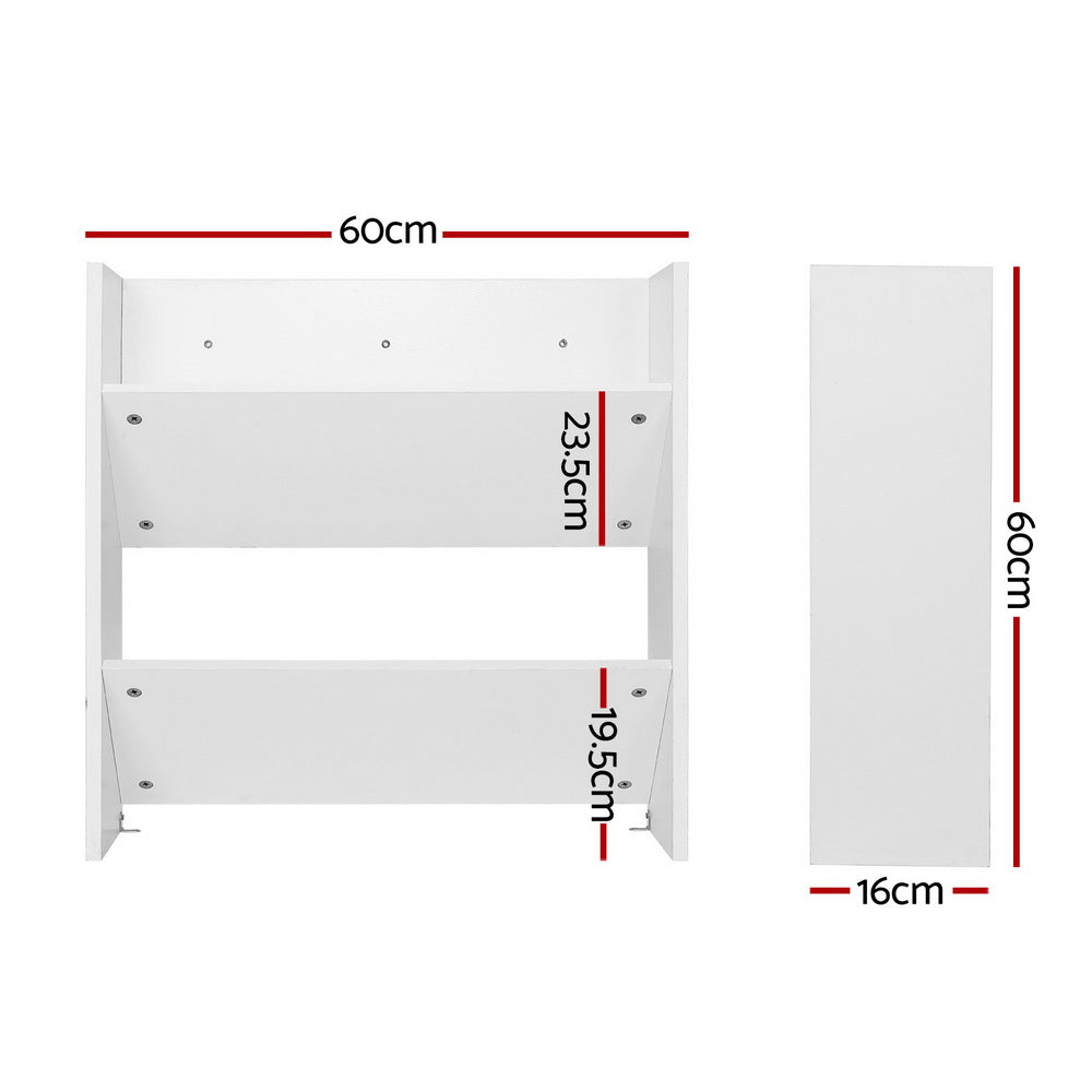 Shoe Storage: Artiss Shoe Rack 2-tier 12 Pairs Wall Mounted x2 - White