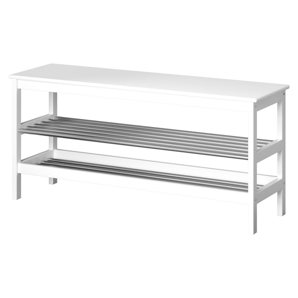 Shoe Storage: Artiss Shoe Rack Cabinet Bamboo Bench 10 Paris White