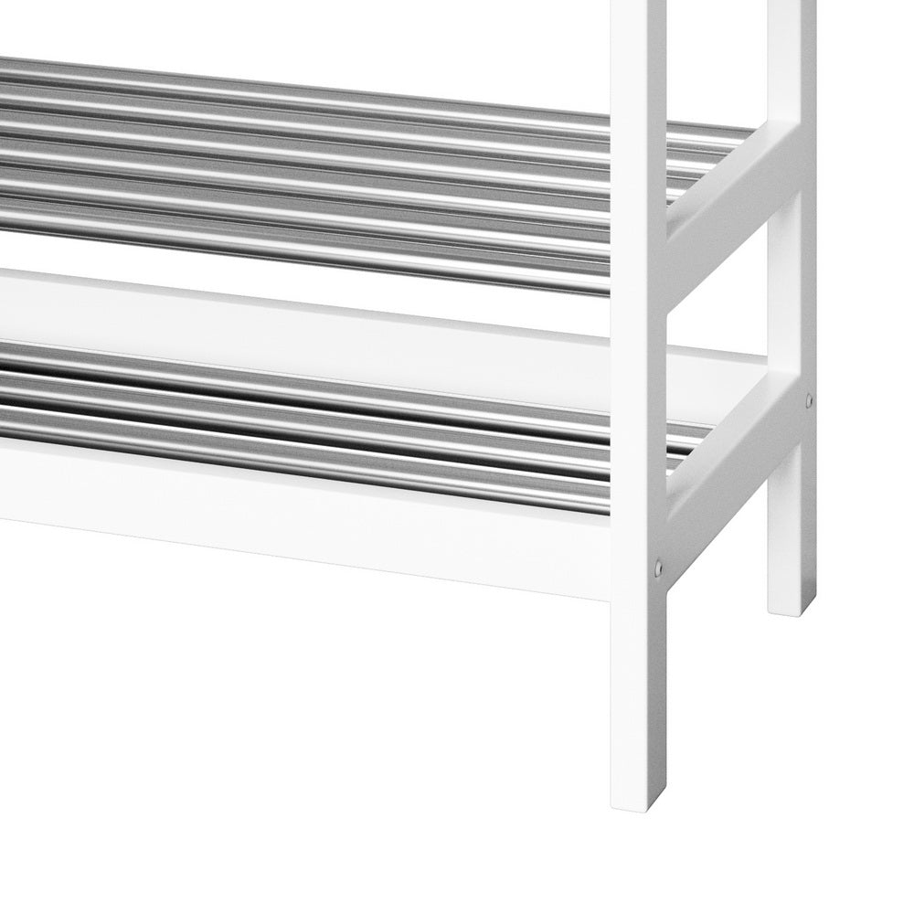 Shoe Storage: Artiss Shoe Rack Cabinet Bamboo Bench 10 Paris White