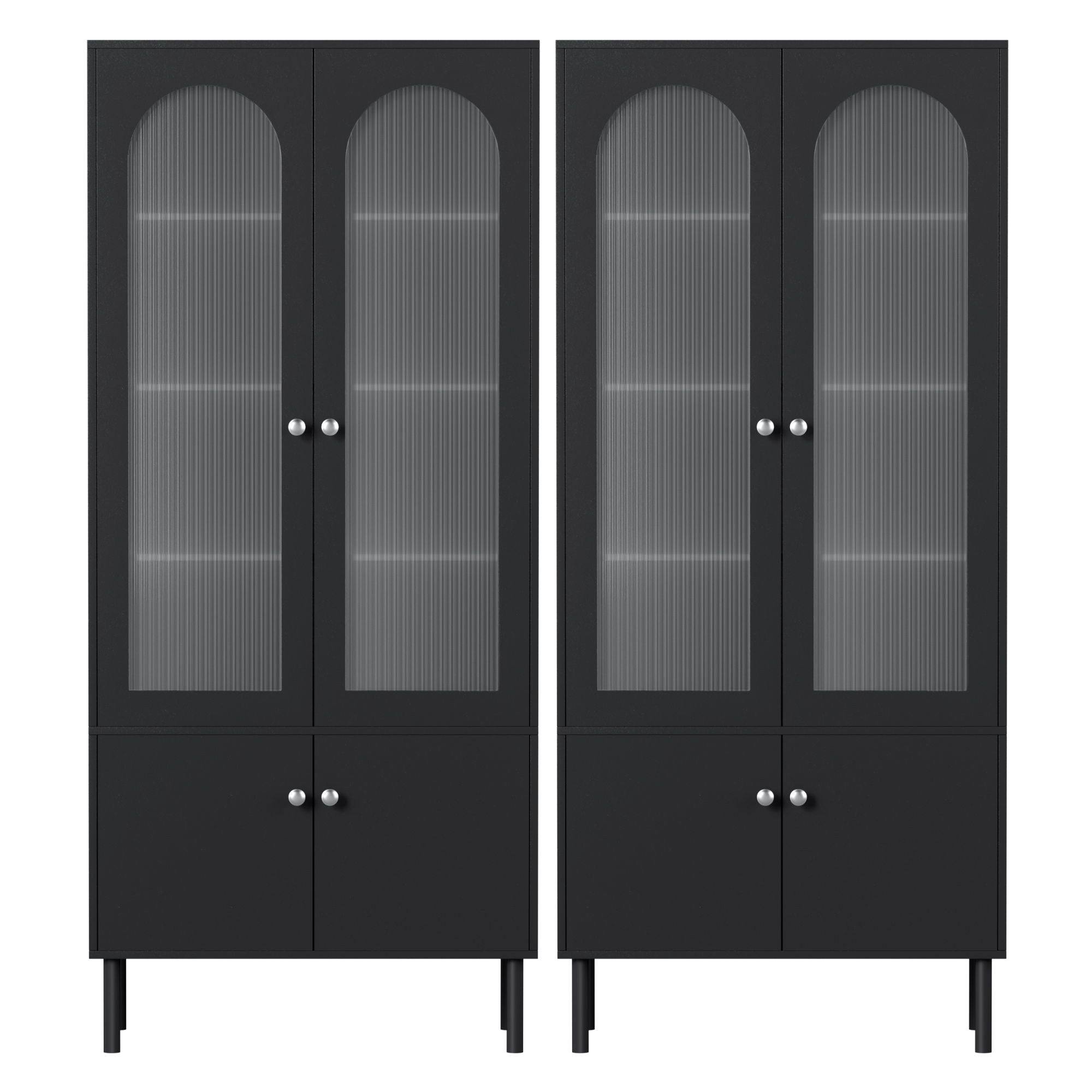Artiss 2x Buffet Sideboard Cabinet Pantry 5-Tier Storage Cupboard Fluted Black