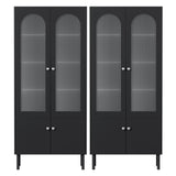 Artiss 2x Buffet Sideboard Cabinet Pantry 5-Tier Storage Cupboard Fluted Black