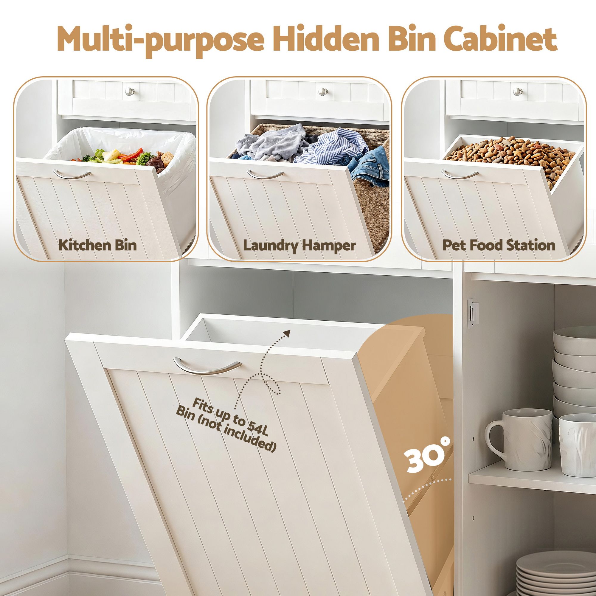 Artiss Buffet Sideboard Cabinet Kitchen Tilt Out Bin Holder Storage Cupboard