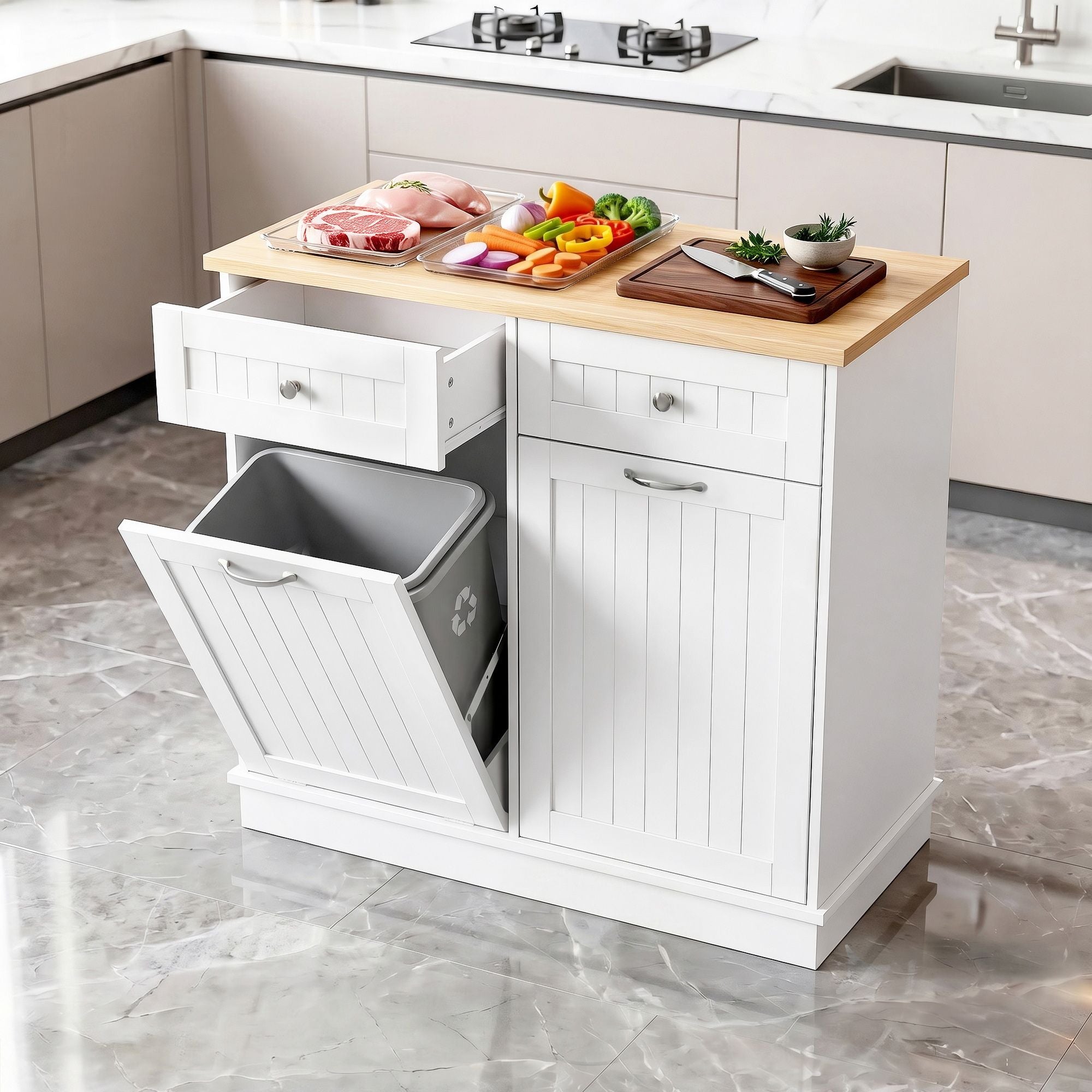 Artiss Buffet Sideboard Cabinet Kitchen Tilt Out Bin Holder Storage Cupboard