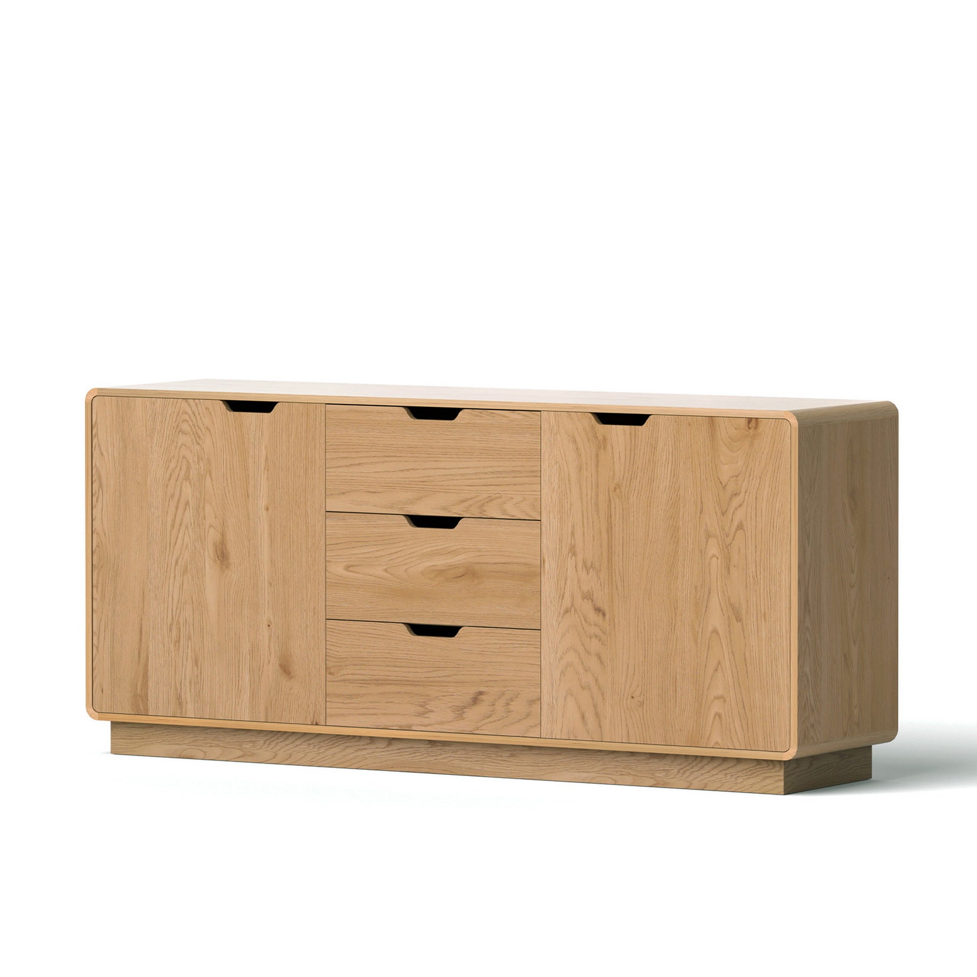 Buffets & Sideboards: Artiss Buffet Sideboard Cabinet Storage Kitchen Cupboard Drawers Round Edge Oak