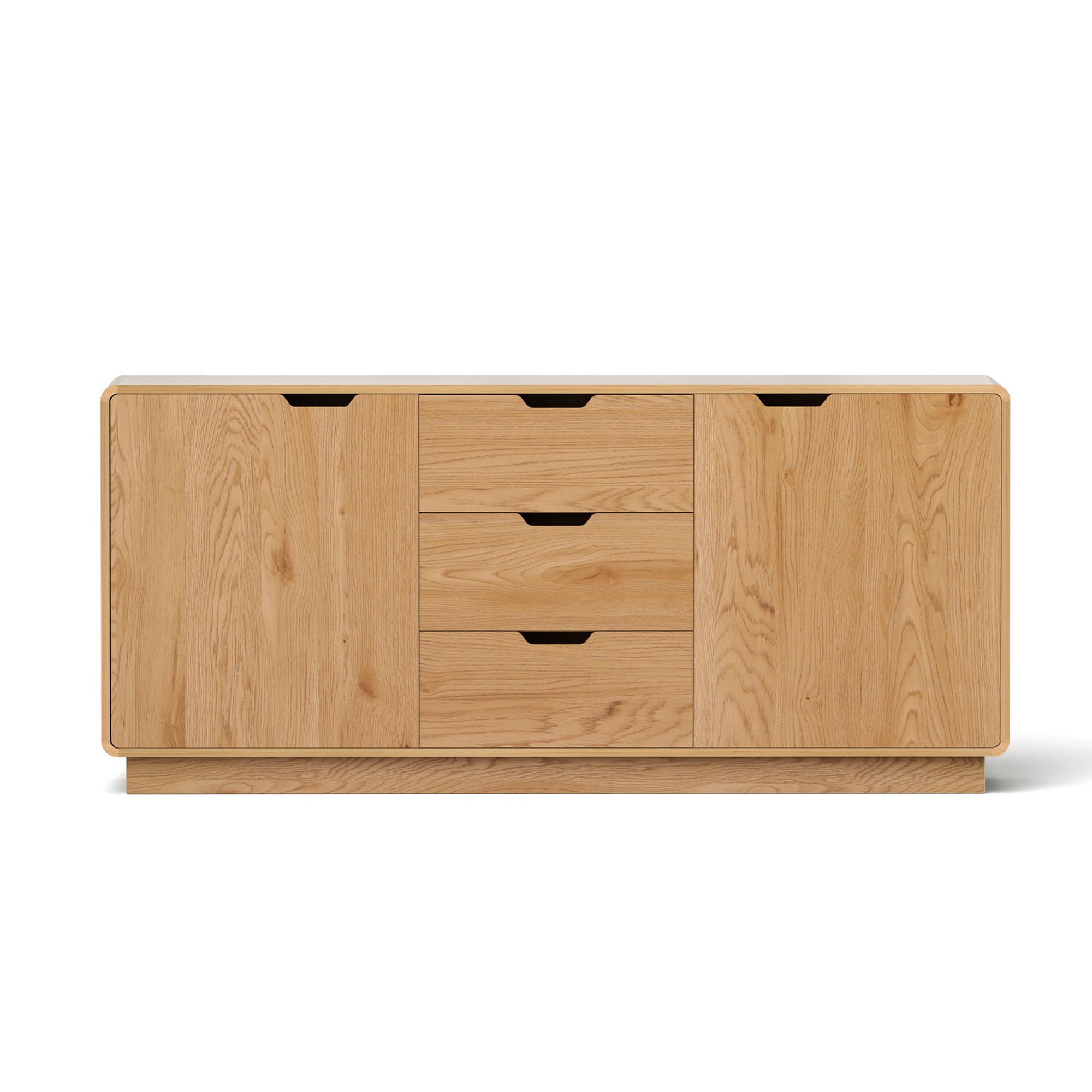 Buffets & Sideboards: Artiss Buffet Sideboard Cabinet Storage Kitchen Cupboard Drawers Round Edge Oak