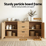 Buffets & Sideboards: Artiss Buffet Sideboard Cabinet Storage Kitchen Cupboard Drawers Round Edge Oak