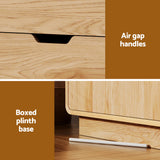 Buffets & Sideboards: Artiss Buffet Sideboard Cabinet Storage Kitchen Cupboard Drawers Round Edge Oak