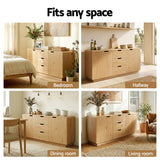 Buffets & Sideboards: Artiss Buffet Sideboard Cabinet Storage Kitchen Cupboard Drawers Round Edge Oak