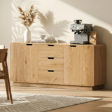 Buffets & Sideboards: Artiss Buffet Sideboard Cabinet Storage Kitchen Cupboard Drawers Round Edge Oak