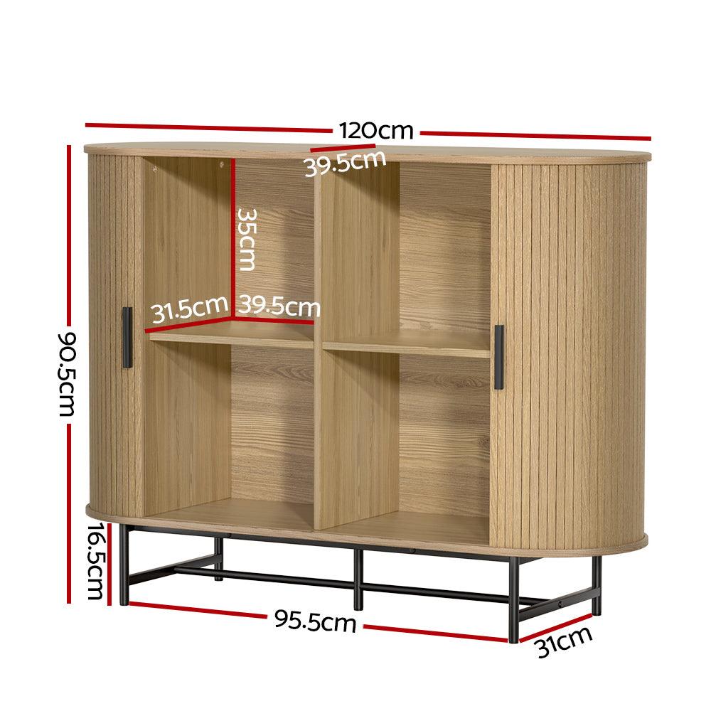 Buffets & Sideboards: Artiss Buffet Sideboard Cupboard Cabinet Sliding Doors Pantry Storage Oak PIIA