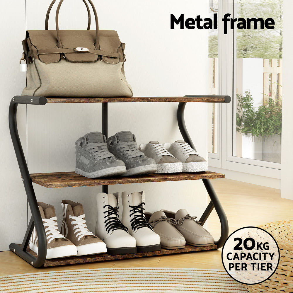 Shoe Storage: Artiss Shoe Rack Cabinet Shoe Storage Stand 3 Tiers Black