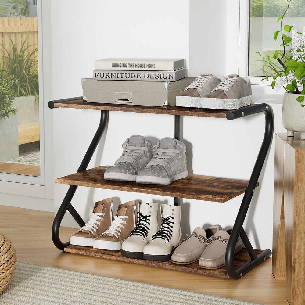 Shoe Storage: Artiss Shoe Rack Cabinet Shoe Storage Stand 3 Tiers Black