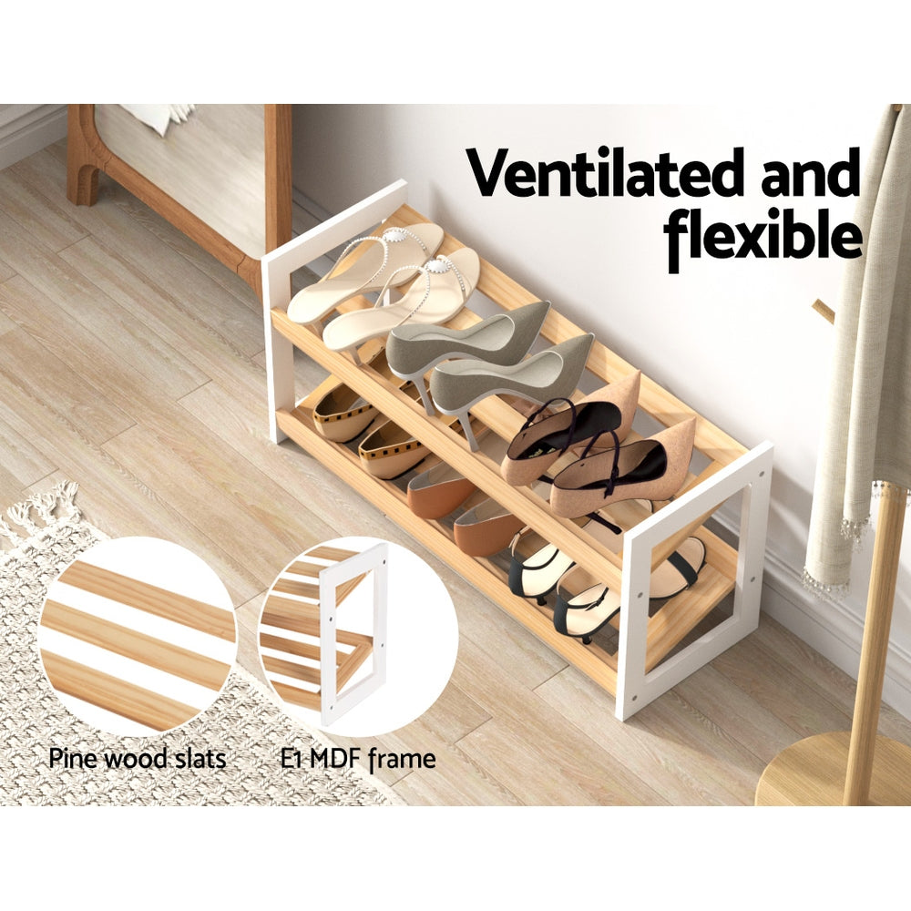 Shoe Storage: Artiss Shoe Rack 2 Tier 6 Pairs White Kara