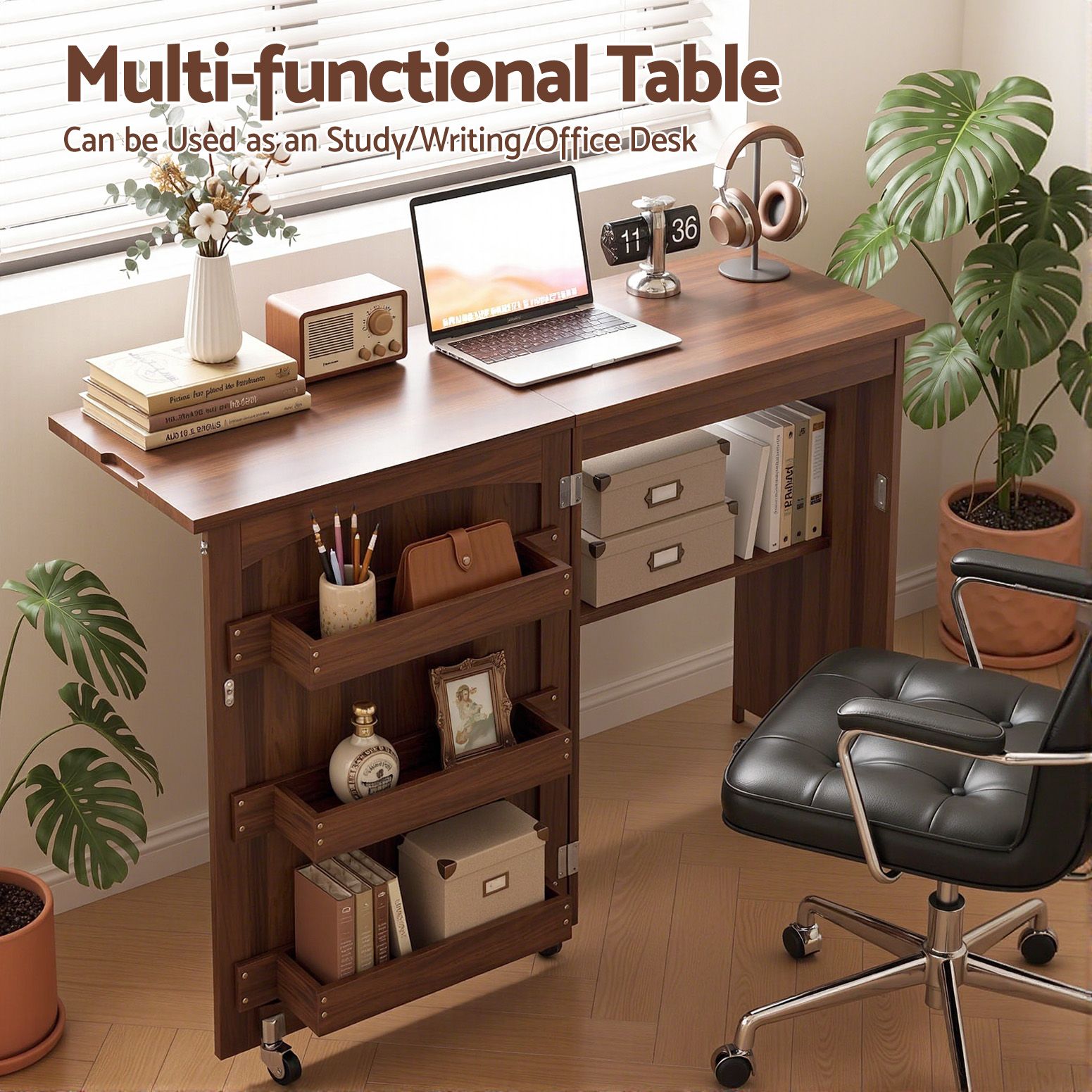 Artiss Folding Sewing Table Sewing Machine Desk Multi-functional Rolling Work Table Craft Station