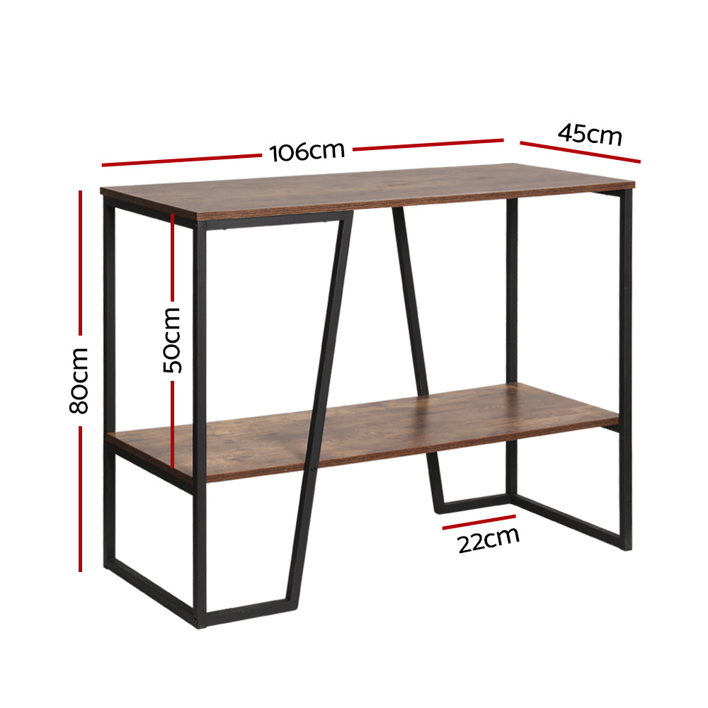 Table Tops & Bases: Artiss Console Table 106CM 2-tier Walnut Cora