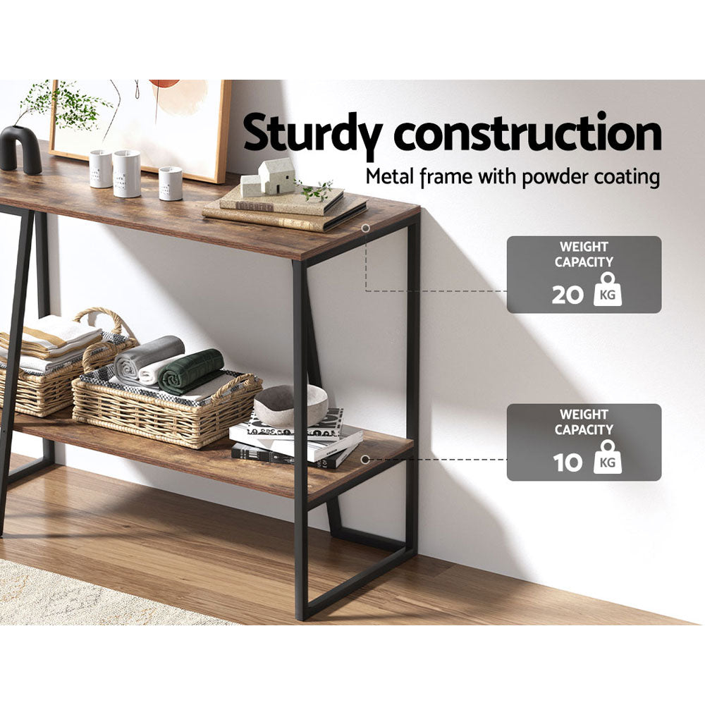 Table Tops & Bases: Artiss Console Table 106CM 2-tier Walnut Cora
