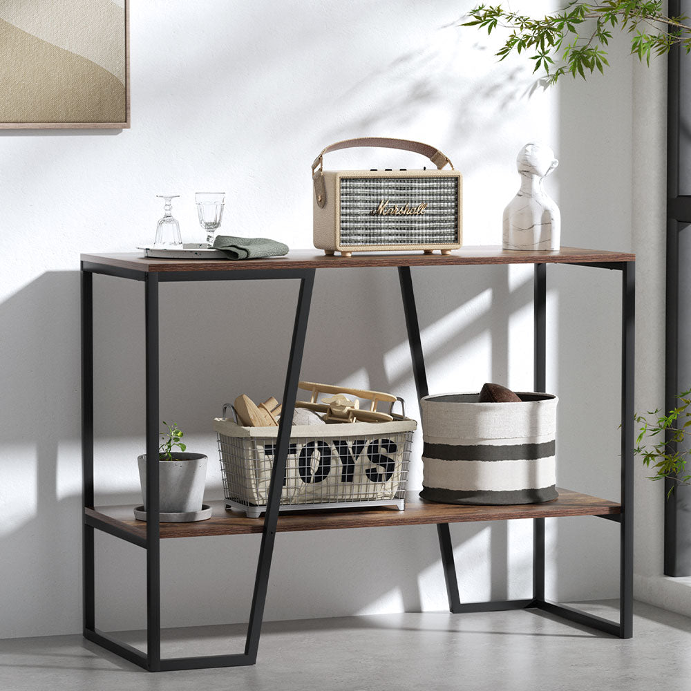 Table Tops & Bases: Artiss Console Table 106CM 2-tier Walnut Cora