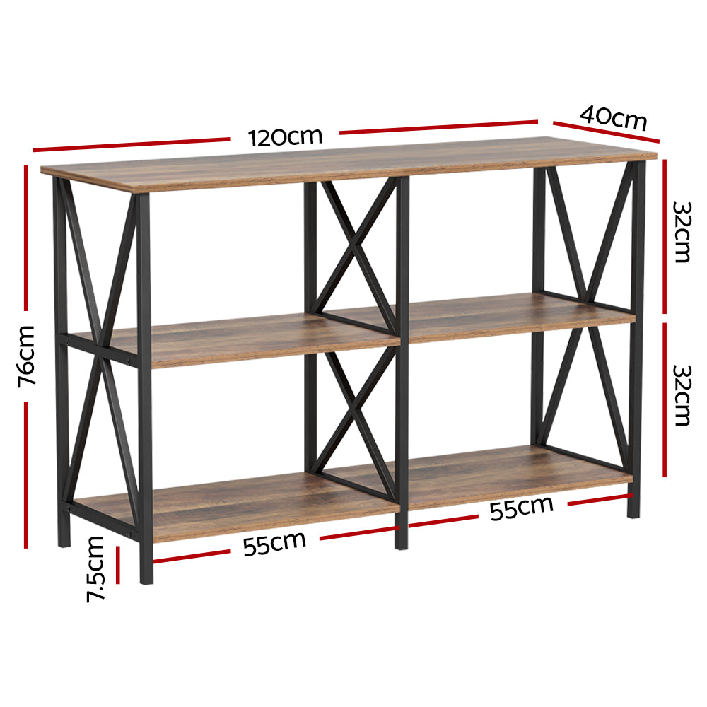 Table Tops & Bases: Artiss Console Table 120CM 3-tier Walnut Xiah
