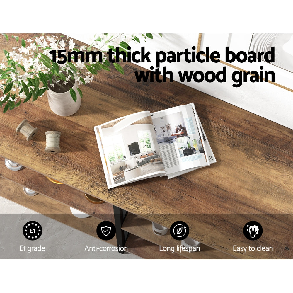 Table Tops & Bases: Artiss Console Table 120CM 3-tier Walnut Xiah
