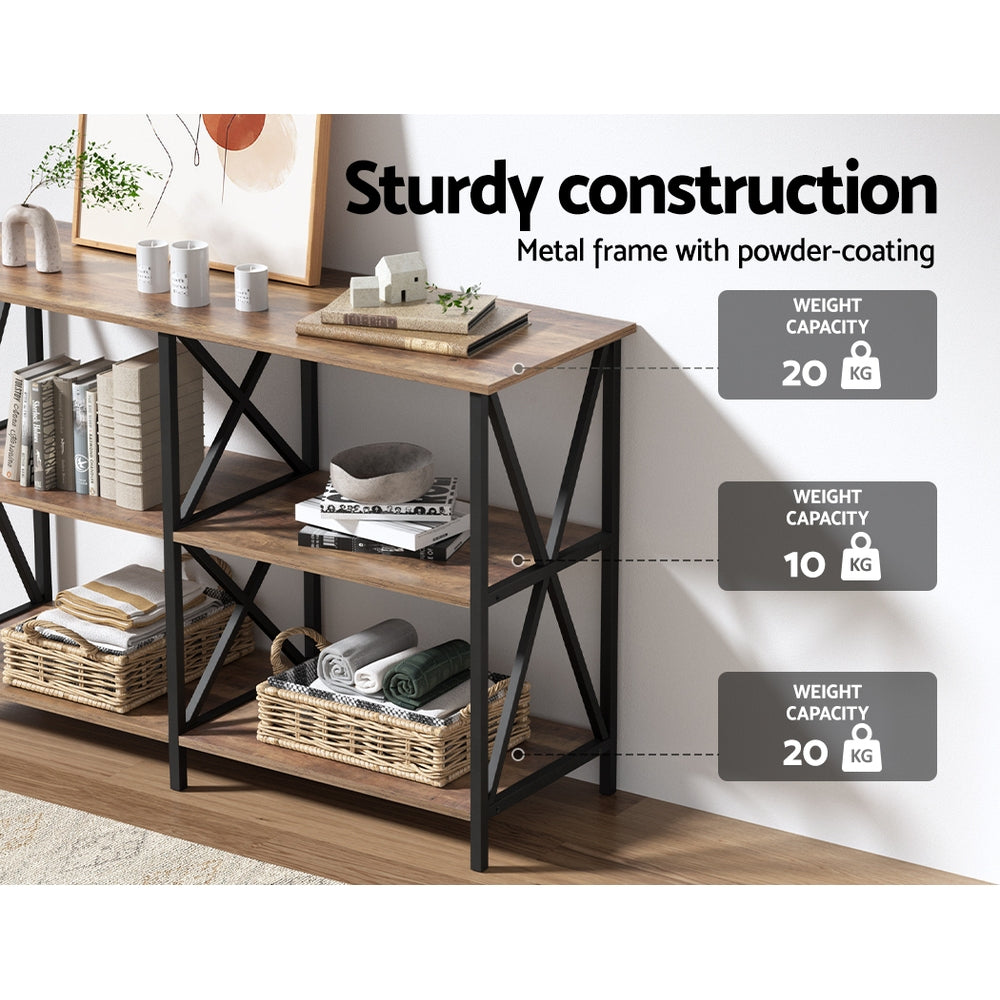 Table Tops & Bases: Artiss Console Table 120CM 3-tier Walnut Xiah