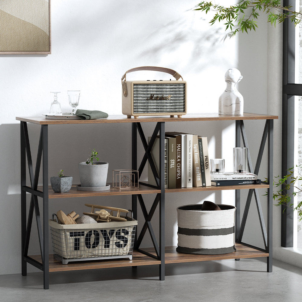 Table Tops & Bases: Artiss Console Table 120CM 3-tier Walnut Xiah