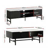 Artiss TV Unit & Coffee Table Set Storage Shelf Black