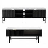 Artiss TV Unit & Coffee Table Set Storage Shelf Black