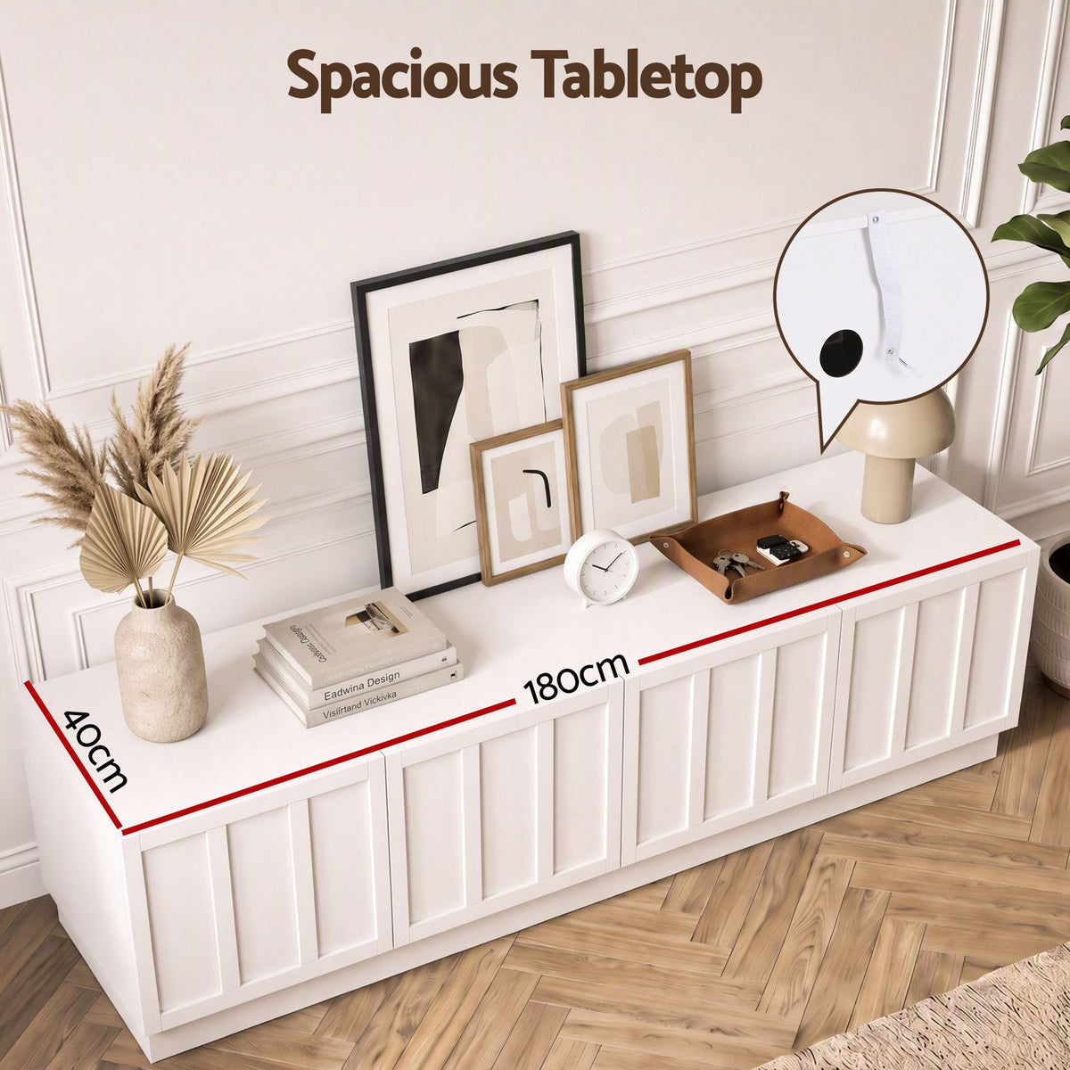 Artiss 180cm TV Unit Entertainment Cabinet Fluted Style Cable Management White