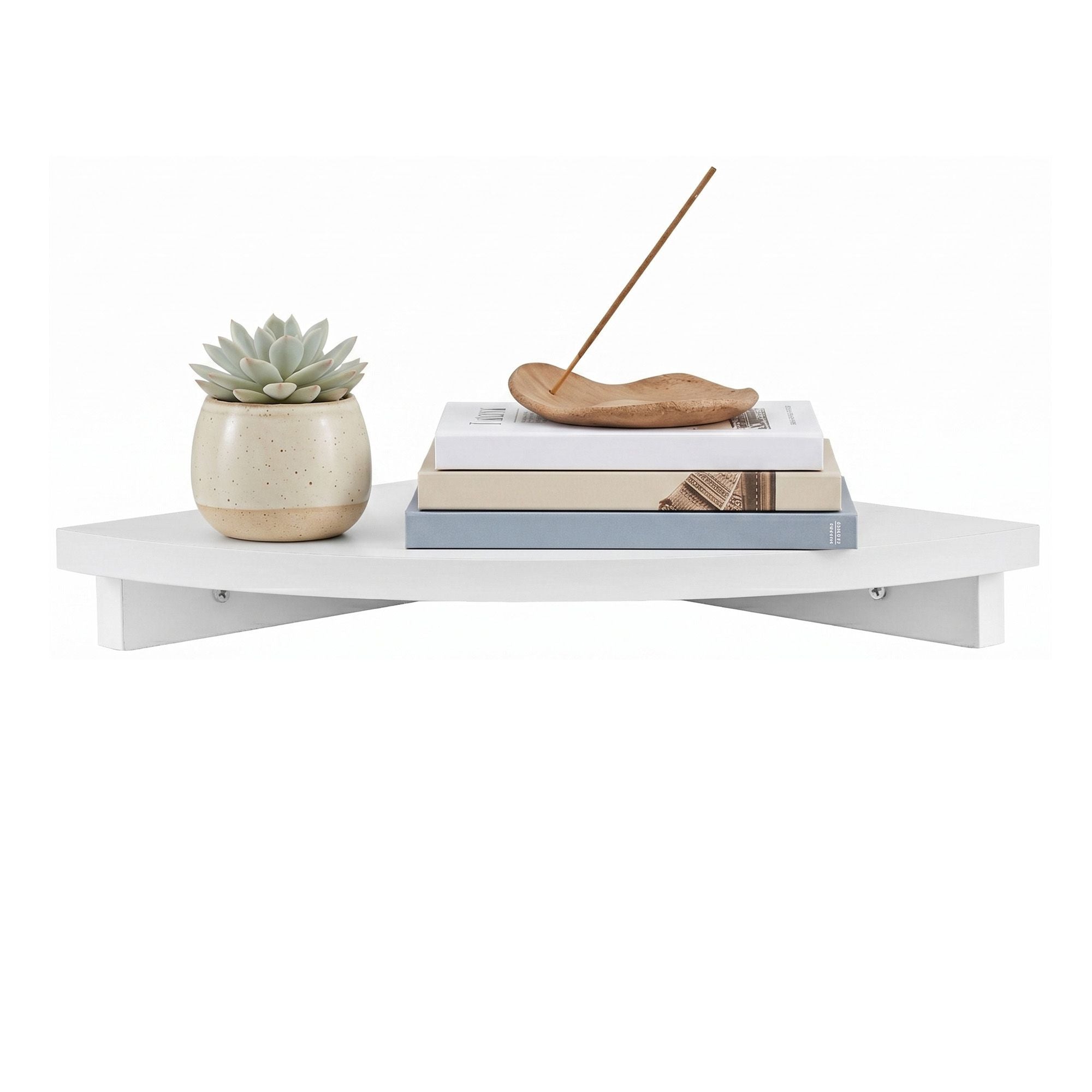 Artiss Corner Floating Wall Shelf Wall Mounted Display Rack Round Edge White 1pc