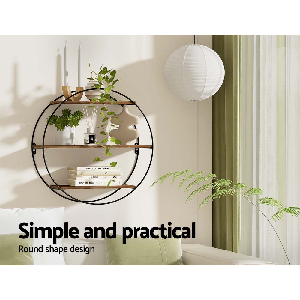 Kitchen & Bathroom DIY: Artiss Floating Wall Shelf Round 3-Tier