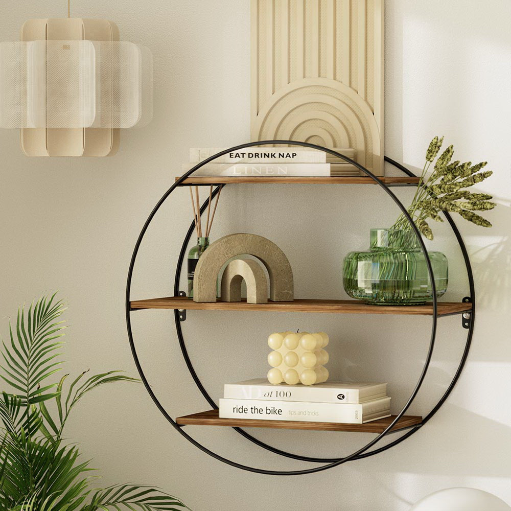 Kitchen & Bathroom DIY: Artiss Floating Wall Shelf Round 3-Tier