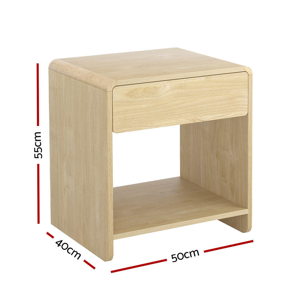 Bedside Tables: Artiss Bedside Table Drawer Open Shelf Pine