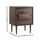 Artiss Bedside Table Nightstand 2 Drawers - Walnut