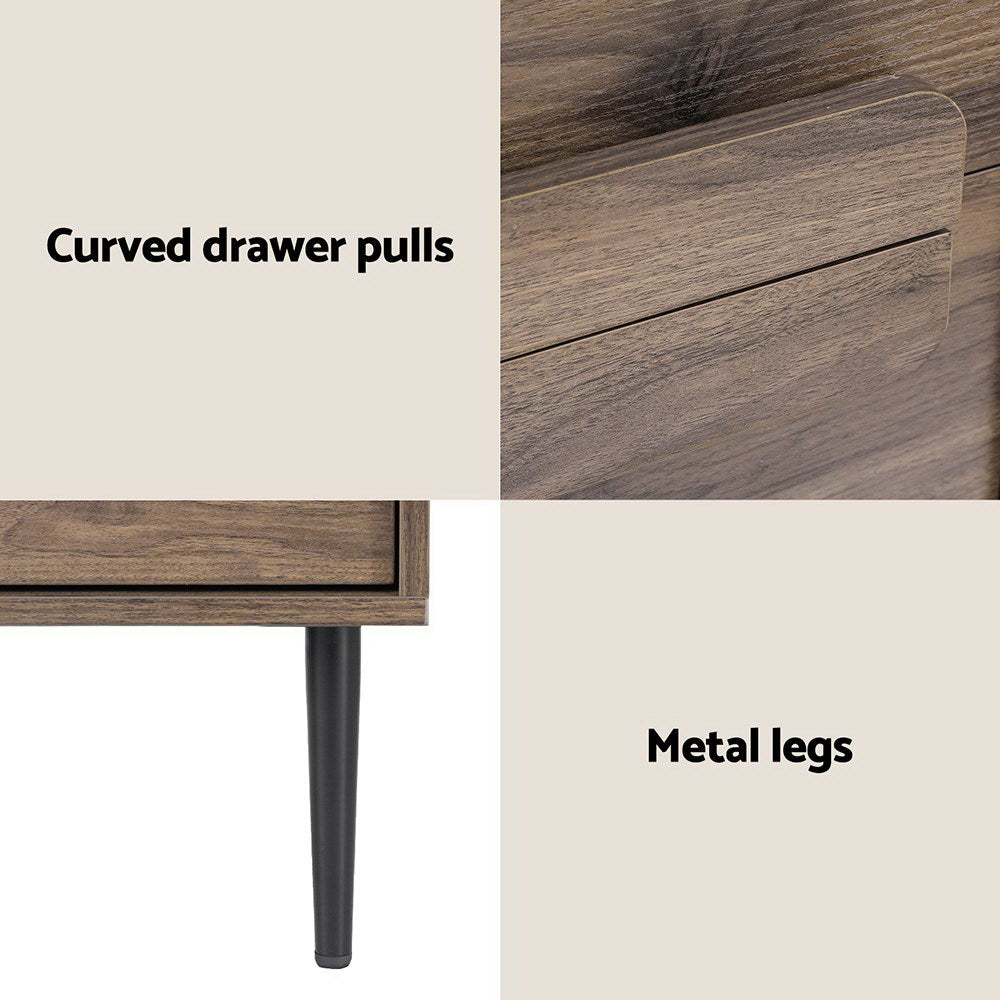 Bedside Tables: Artiss Bedside Table Nightstand 2 Drawers - Walnut