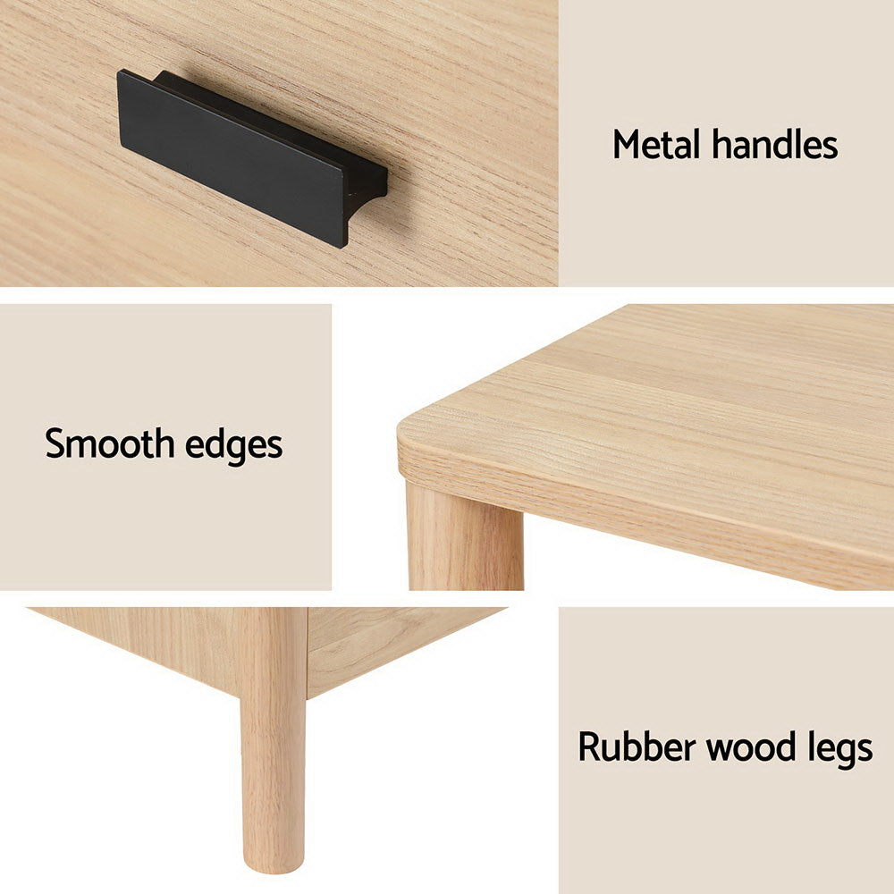 Bedside Tables: Artiss Bedside Table Nightstand 2 Drawers - Pine