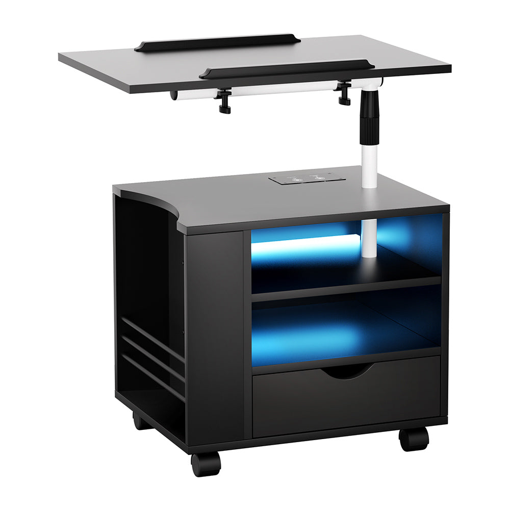 Laptop Stands: Artiss Bedside Table USB Charging with LED Adjustable Laptop Tray - TALA