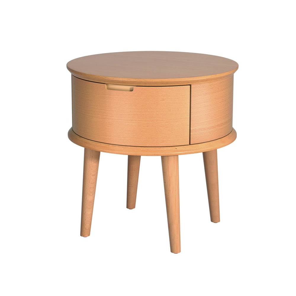 Bedside Tables: Artiss Bedside Table Drawers Curved Side End Table Storage Nightstand Oak ENZO