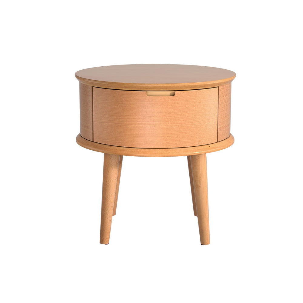 Bedside Tables: Artiss Bedside Table Drawers Curved Side End Table Storage Nightstand Oak ENZO
