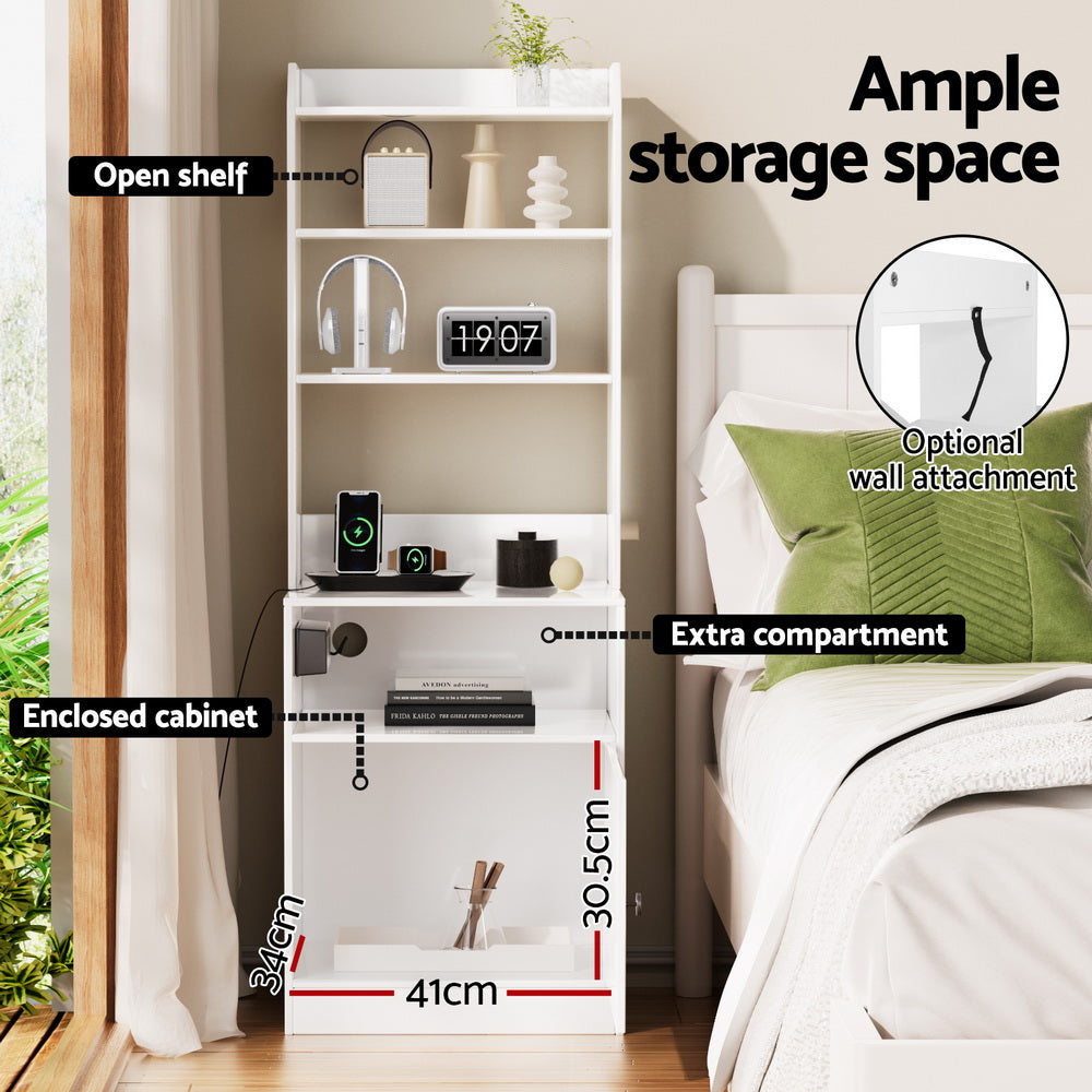 Bedside Tables: Artiss Bedside Table Nightstand Charging Station