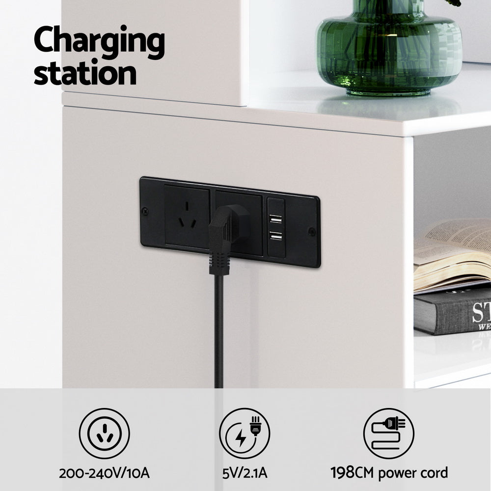 Bedside Tables: Artiss Bedside Table Nightstand Charging Station
