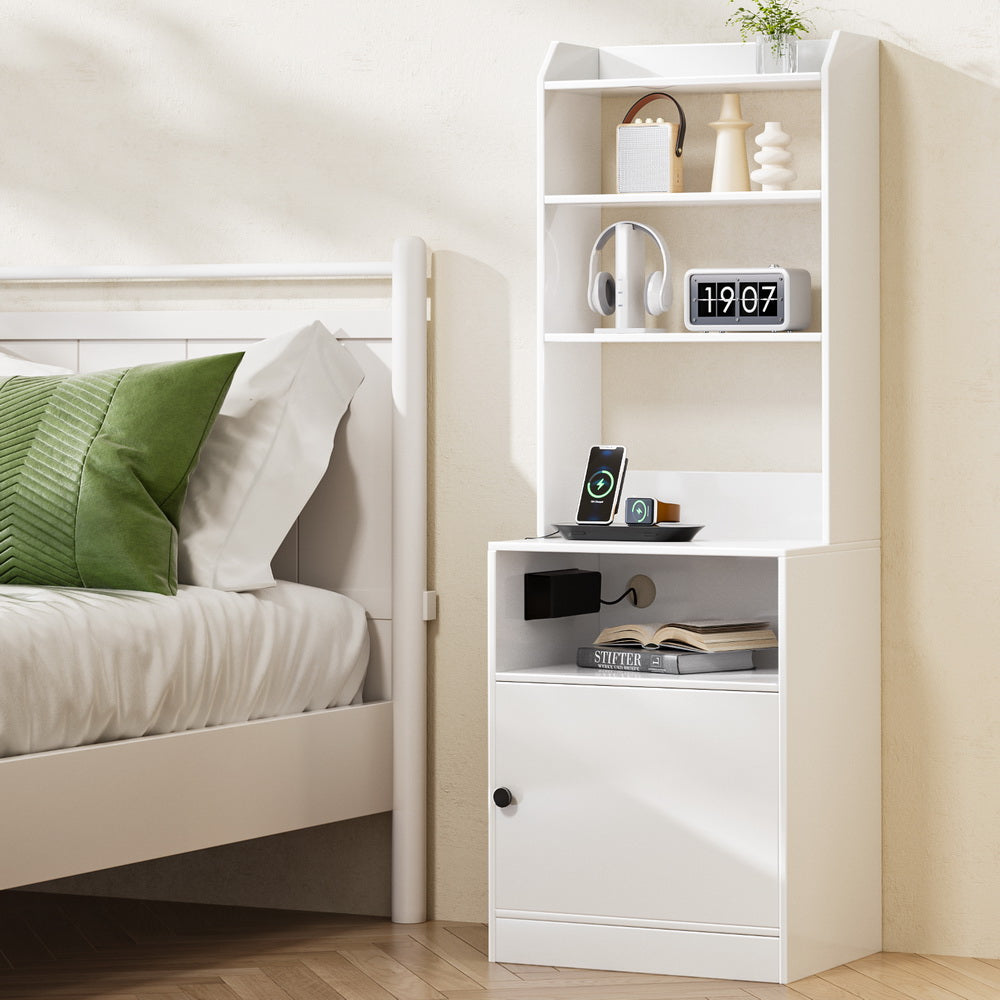 Bedside Tables: Artiss Bedside Table Nightstand Charging Station