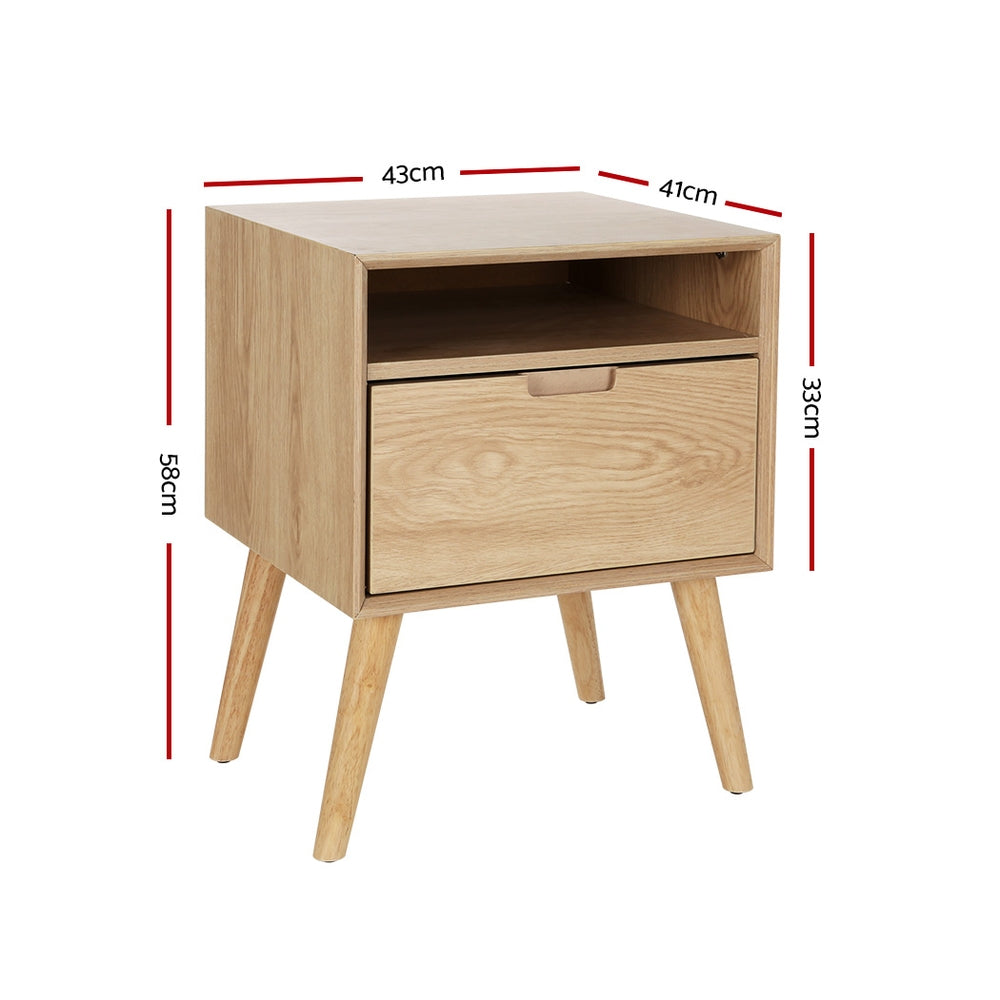 Bedside Tables: Artiss Bedside Table Drawers Side Table Shelf Storage Cabinet Nightstand GORR