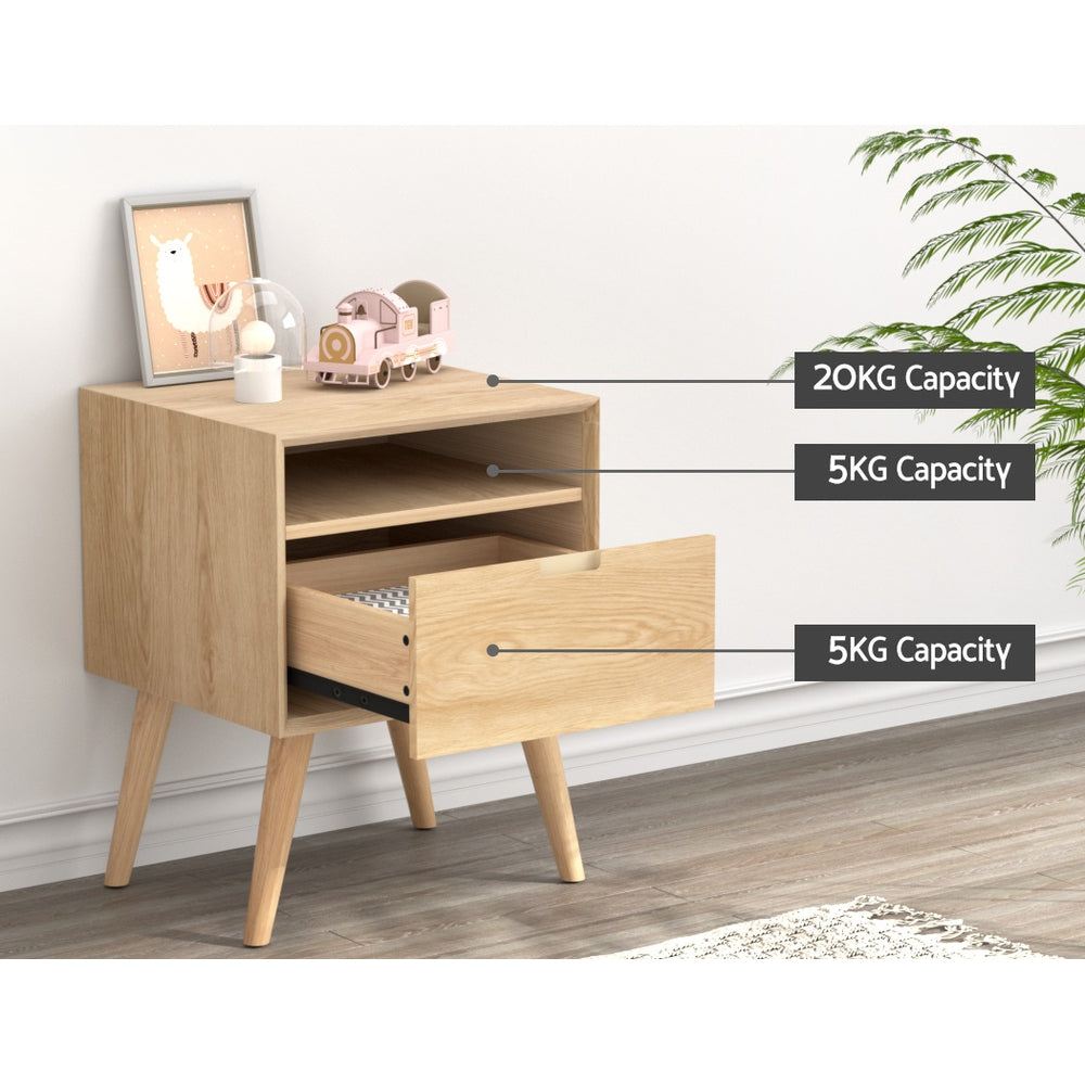 Bedside Tables: Artiss Bedside Table Drawers Side Table Shelf Storage Cabinet Nightstand GORR