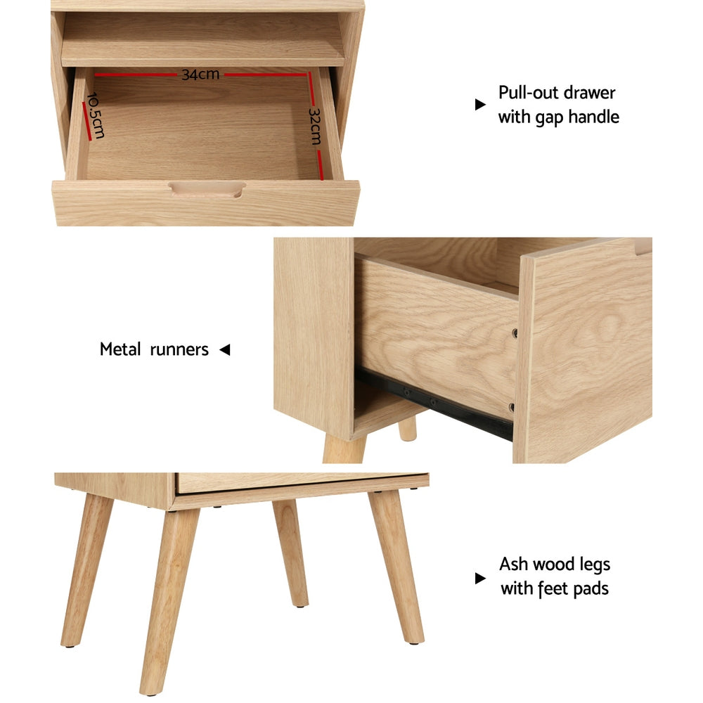 Bedside Tables: Artiss Bedside Table Drawers Side Table Shelf Storage Cabinet Nightstand GORR