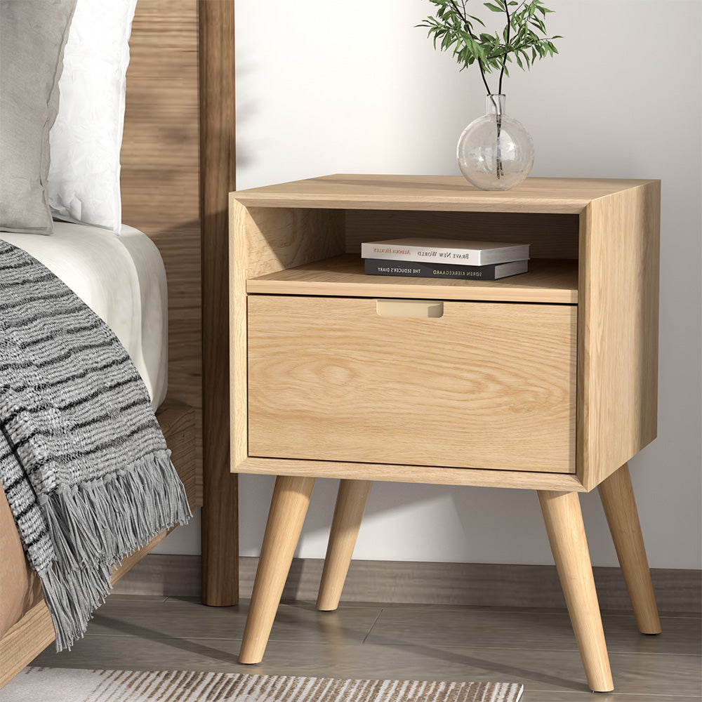 Bedside Tables: Artiss Bedside Table Drawers Side Table Shelf Storage Cabinet Nightstand GORR