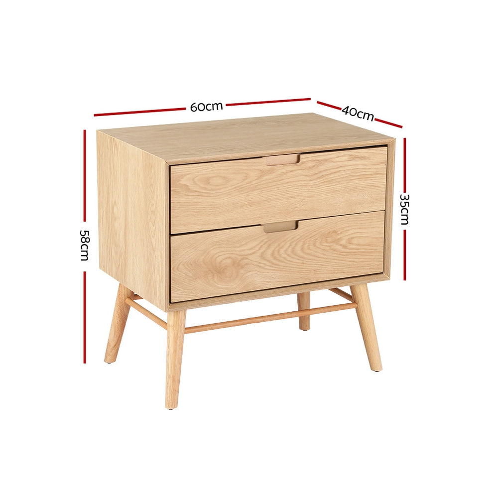 Bedside Tables: Artiss Bedside Table Drawers Side End Table Storage Cabinet Nightstand Oak GINO